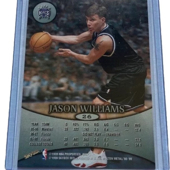 1999 Skybox Metal Smiths Jason Williams Sacramento Kings Rookie Card! Mint - Picture 2 of 5
